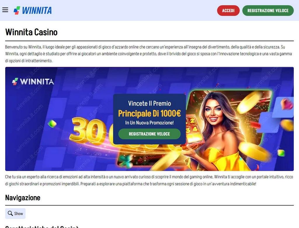 Valutazione del casinò Winnita - Punteggi per professionisti e giocatori [2025]